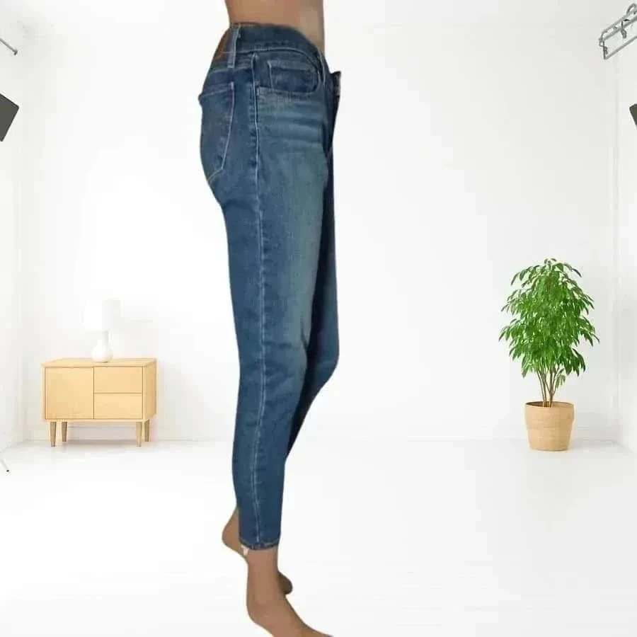 Levi's premium 710 skinny crop taille haute medium, stretch bleu – photo 7